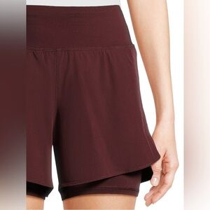 AVIA Compression Waist Running Shorts Burgundy sz M 10-12